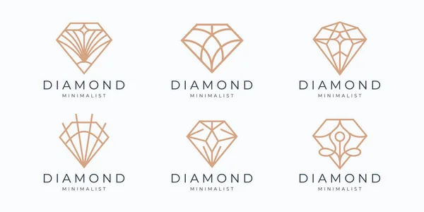 minimalist vector diamond logo inspiration. icon set jewelry line at style gemstones illustration