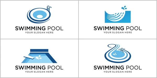 Collection Swimming Pool Logo Design Template Inspirations Swimming Pool Logotype Vetores De Bancos De Imagens Sem Royalties