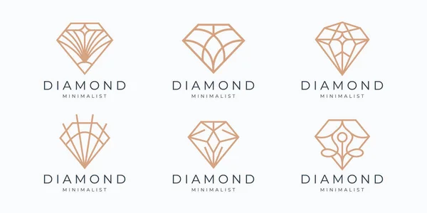 Minimalist Vector Diamond Logo Inspiration Icon Set Jewelry Line Style Vetores De Bancos De Imagens