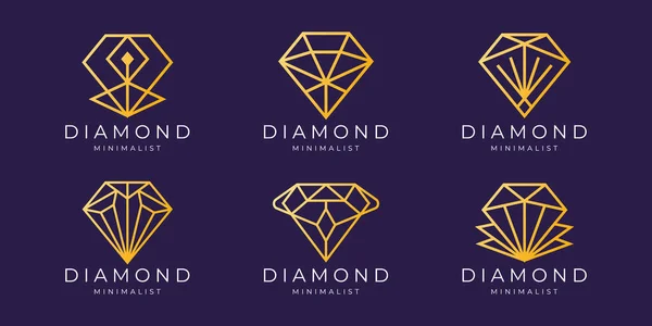Geometry Line Diamond Logo Collection Jewelry Logo Diamond Icon Set Ilustrações De Bancos De Imagens Sem Royalties