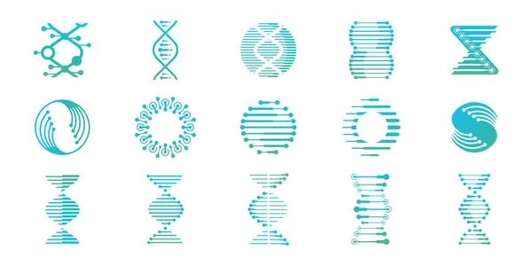Icon Set Vector Dna Genetic Logo Design Template Science Technology — 图库矢量图片#