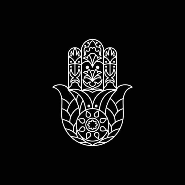 Hamsa Hand Logo Vektor Tatto Linearen Stil Vektor Isolierte Prämie — Stockvektor