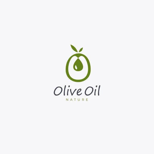 Минималистский Шаблон Оливкового Логотипа Креативной Каплей Масла Дизайн Наполовину Оливковый — стоковый вектор