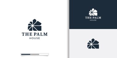 Lüks palmiye evi, ağaç ev logosu vektör simgesi resimleme.
