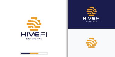 Kovan logosu WiFi Simgesi tasarım konseptini dikey şekil tasarımında birleştirin.