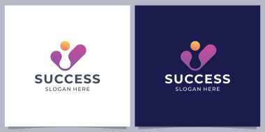 Yaratıcı iş başarısı Logo tasarımı, insan iyi servis simgesi, sağlık kontrol logosu ögesi
