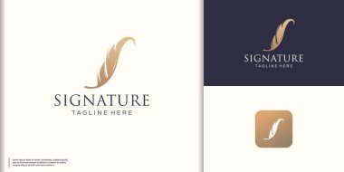 Tüy kalem logosu vektör tasarımı, altın renk, şirket kimliğiniz için logoti