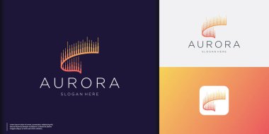 Aurora Logo Tasarımı. Işık veya LED ürünleri için uygun renkli aurora borealis logosu, İskandinav şirketleri, yaratıcı stüdyolar vs..