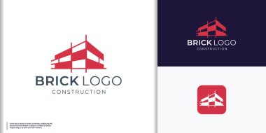 Brick Home Builch çizim sembolü logo tasarım şablonu