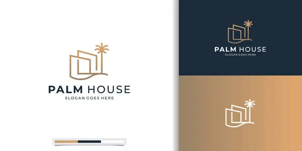 Lüks Palm House minimal logo tasarım vektör resimleme.