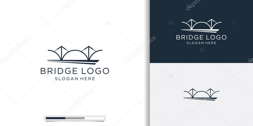 Bridge logo vector icon illustration line outline monoline.