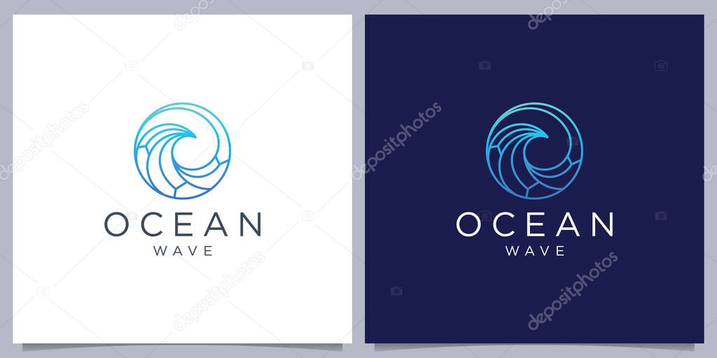 Creative minimalist wave line logo inspiration with modern gradient color