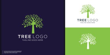 Botanik ağacı logosu tasarımı. Organik doğa ikonu. Doğal bitki amblemi. Yaşam ağacı sembolü.