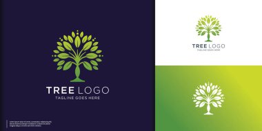 Modern Ağaç logosu tasarım şablonu düz vektör