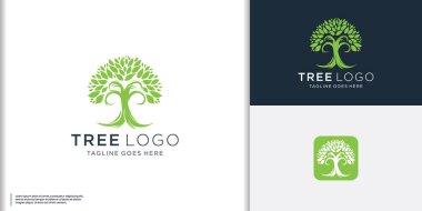 ağaç minimal logo vektör sembolü çizimi, doğa ağacı sembolü sanat logosu ilhamı.