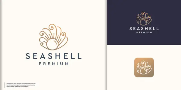Inspiración Vector Logo Minimalista Premium Seashell Línea Perlas Lujo Diseño Ilustraciones De Stock Sin Royalties Gratis