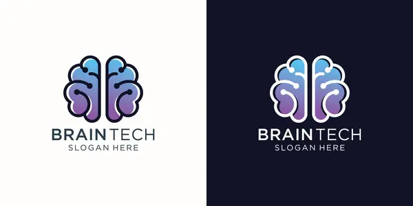 Beyin Logosu. Modern beyin logosu tasarım şablonu. Teknoloji ve şirket logoları için kullanılabilir