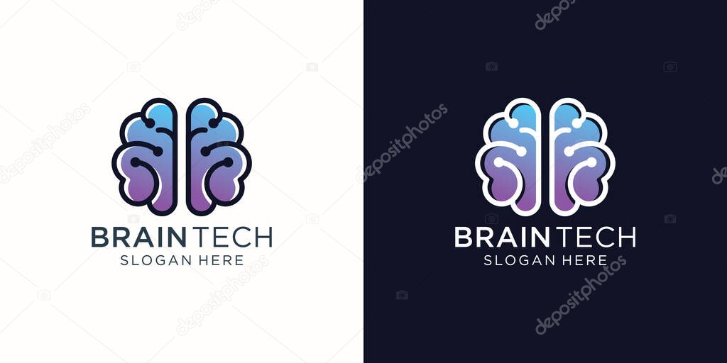 Brain Logo. modern brain logo style design template. usable for technology and company logos