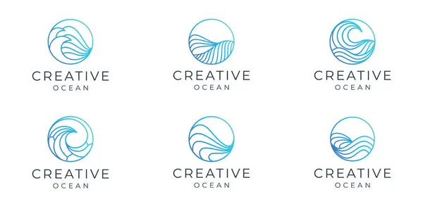 Dalgalı daire logosu koleksiyonu, iş logosu şablonları için mükemmel bir minimalist çizgi dizayn eder..