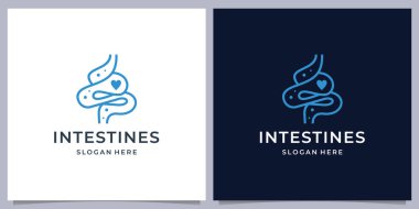 Minimalist bağırsak organı tıbbi logo tasarımı ilham kaynağı. vektör illüstrasyonu