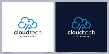 Bulut teknolojisi logo tasarım şablonu. Bulut dijital teknoloji logo tasarımı vektör ilhamı