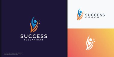 Başarı insanlar logo yaratıcı, soyut şekil erişimi yıldız tasarımı kavramı