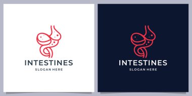 yaratıcı çizgi soyut bağırsaklar logo tasarım şablonu beyaz ve koyu arkaplan.
