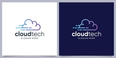 Bulut teknolojisi logo tasarım şablonu. Bulut dijital teknoloji logo tasarımı vektör ilhamı