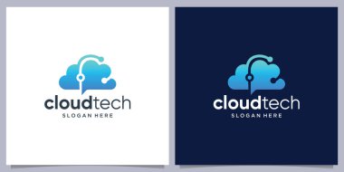 Silüet şekilli teknoloji noktalı logo tasarımı.