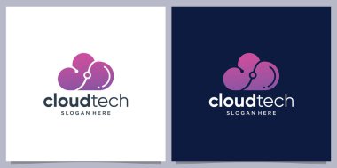 Yaratıcı Cloud Tech Dijital Logo Tasarımı. Business Brand, Tech and Company Vector Illustration için kullanılabilir.