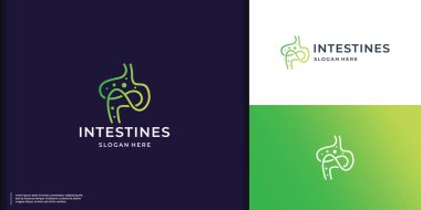 Geometri çizgisi sağlık ve doktor logosu için sağlıklı bağırsak taşıyıcısı