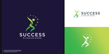 Soyut Başarı insanların logo şablon tasarımı. Liderlik logosu konsept vektörü