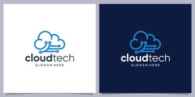 Yaratıcı Cloud teknoloji logosu, ikon kablosuz veritabanı logo tasarımı.