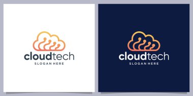 Yaratıcı Cloud teknoloji logosu, ikon kablosuz veritabanı logo tasarımı.