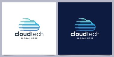 Yaratıcı Cloud teknoloji logosu, ikon kablosuz veritabanı logo tasarımı.