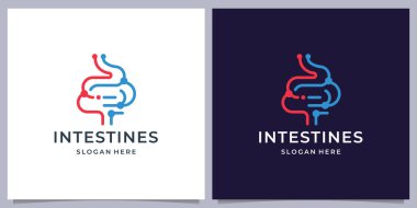 Sağlıklı sindirim sistemi logosu. Bağırsak iltihabı, karın ağrısı, kabızlık, bağırsak apandisiti..