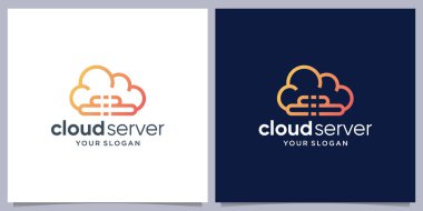 Cloud tech logo transfer veritabanı sunucu depolama logosu tasarımı ilhamı
