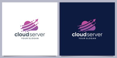 Cloud tech logo transfer veritabanı sunucu depolama logosu tasarımı ilhamı