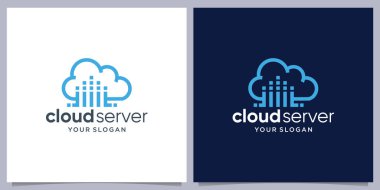 Cloud tech logo sunucusu veritabanı depolama logosu tasarımı ilhamı