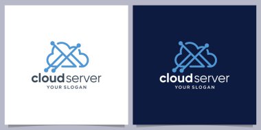 Bulut sunucu veritabanı depolama logo tasarımı teknolojisi ilham.