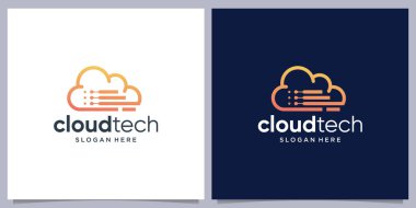 Cloud tech sunucu veritabanı depolama logosu tasarımı ilhamı.