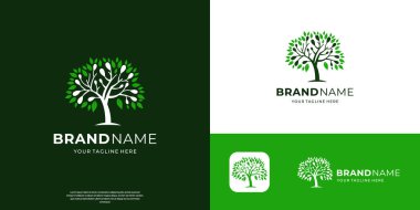 Yaşam ağacı logo tasarım şablonu. Doğal ürün fabrikası, Botanik Sağlık Spa tabelaları.