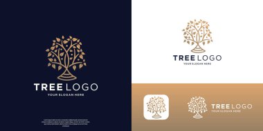 ağaç minimal logo vektör sembolü illüstrasyon tasarımı, doğa ağacı çizgisi sanat logosu tasarımı