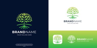 Ağaç kökünün asgari logo vektör sembolü illüstrasyon tasarımı, doğa ağacı çizgisi sanat logosu tasarımı