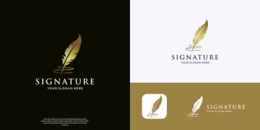 Yaratıcı tüy tasarımı. kalem imzası logo tasarımı.