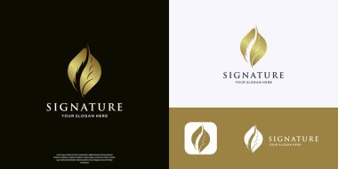 Siluet tüy tasarımı. kalem imzası logo tasarımı.