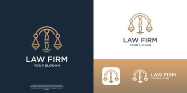 Avukat ve hukuk logosu modern tasarım. Soyut çizgi biçimi illüstrasyonu.