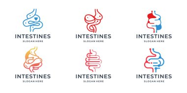 Sağlık ve doktor logosu için sağlıklı bağırsak vektörü koleksiyonu