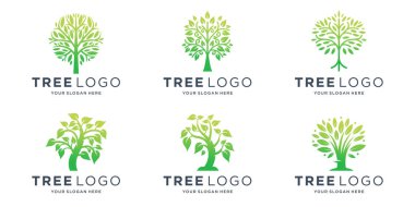 Yeşil ağaç logosu koleksiyonu minimalisti.