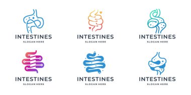 Sağlık ve doktor logosu için sağlıklı bağırsak vektörü koleksiyonu